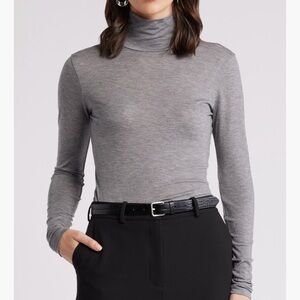 Nordstrom Heather Gray Turtleneck Knit Top